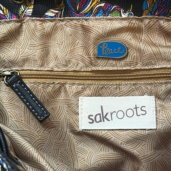 Sakroots Convertible Backpack Shoulder Crochet Stitching Charms Canvas Purse - Picture 6 of 16